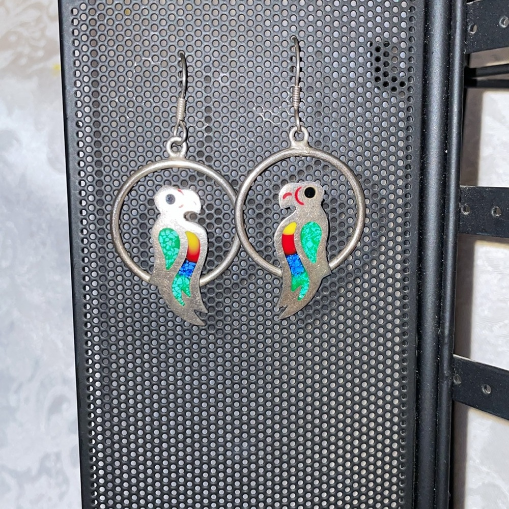 Sterling Silver .925 Parrot Bird Earrings